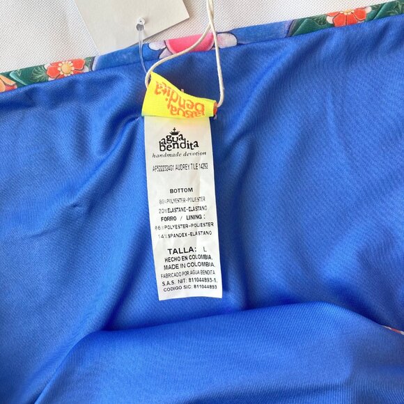 Agua Bendita Audrey Tile Low Rise Bikini Swim Bottom Reversible Large L NWT - Picture 6 of 7